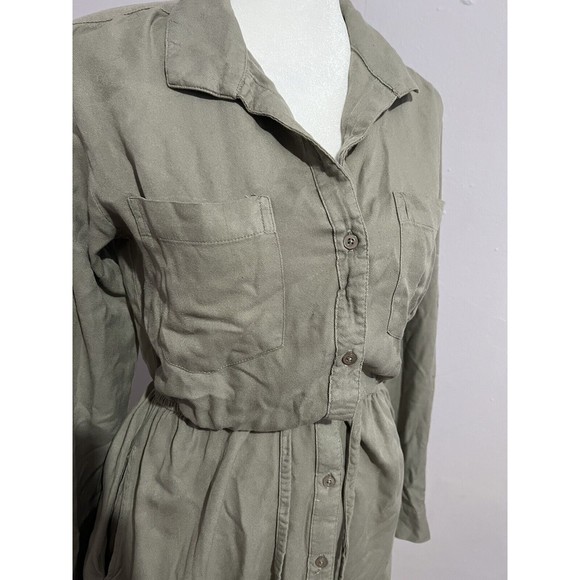 Japna Green Elastic Waist Mini Dress Long Sleeve - Picture 2 of 7